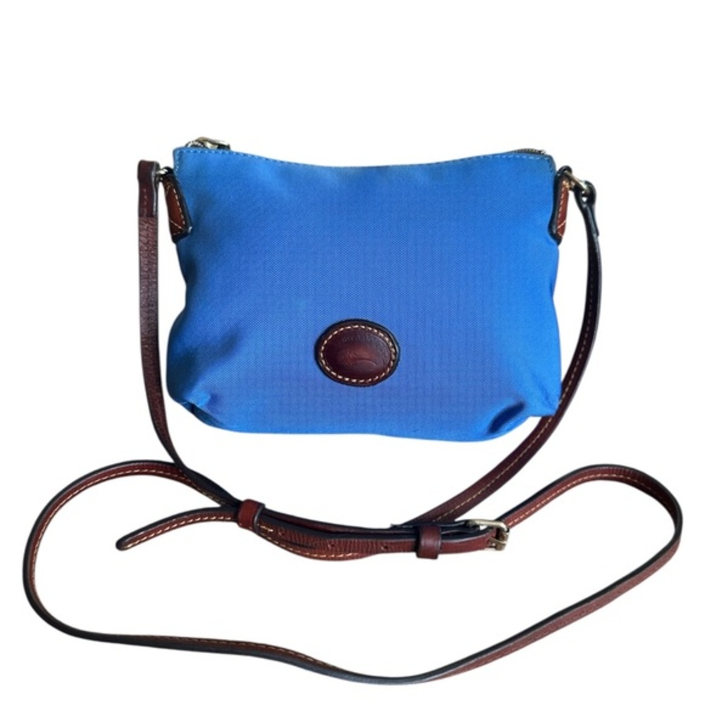 Dooney & Bourke Sky Blue Nylon Crossbody • Leather Trim • Lightweight Chic